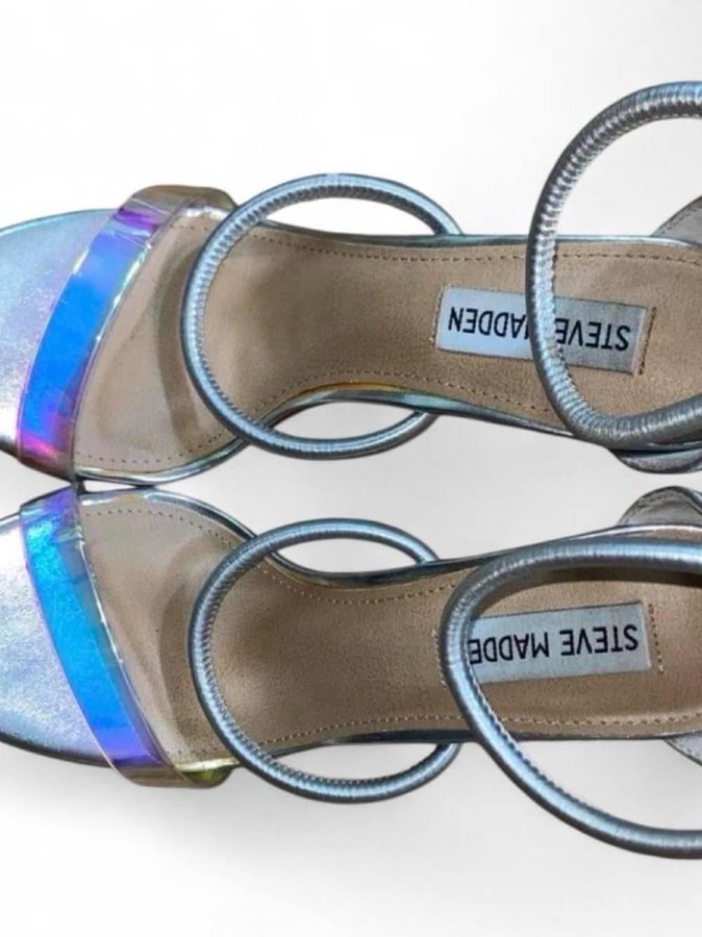 Steve Madden Iridescent Silver Strappy Heels